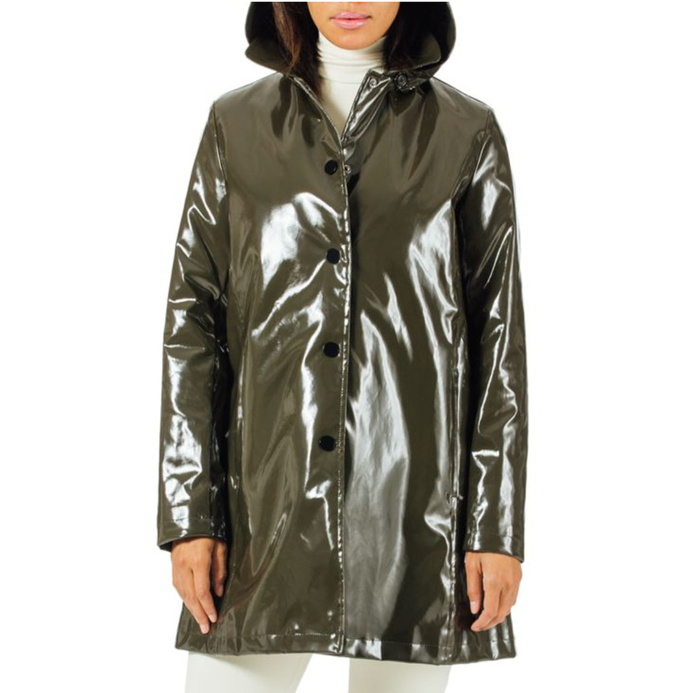 JANE POST ICONIC LEOPARD FAUX FUR LINED PRINCESS RAIN SLICKER COAT JACKET SZ XS